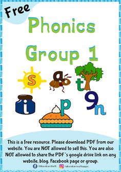 a poster with the words phonics group 1 on it