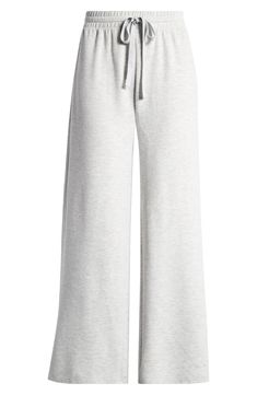 It's all about relaxed weekend vibes with these wide-leg sweatpants in a breezy cropped length. 25" inseam; 22" leg opening; 10 1/2" front rise; 14" back rise Elastic/drawstring waist 65% polyester, 31% viscose, 4% elastane Machine wash, tumble dry Imported Sweatpants Aesthetic, Freshman Outfits, Girly Christmas Gifts, Ross Dresses, Cute Sweatpants, Sweatpants Outfit, Wide Leg Sweatpants, School Clothes, Grey Sweatpants