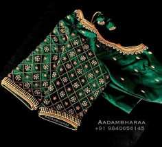 Blouse Designs For Silk Sarees, Green Blouse Designs, Silk Saree Blouse Designs Patterns, Hand Embroidery Work, Wedding Saree Blouse Designs, Wedding Saree Blouse, Cutwork Blouse Designs