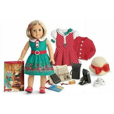 a doll with clothes, shoes and accessories for it's appearance in a book