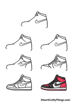 Jordan Shoe Drawing - How To Draw Jordan Shoe Step By Step How To Draw Jordans, Nike Drawing, Jordan Painting, Doodle Shoes, Shoe Drawing, Basketball Drawings, Sneakers Drawing, Jordan Shoe, Shoe Sketches