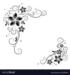 black and white floral design on a white background