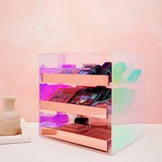 Free Shipping on Iridescent & Clear Makeup Organizer Cosmetic Rack Desk Storage Display Box with Drawers｜Homary Organisation, Iridescent Decor, Makeup Shelves, Clear Makeup Organizer, Acrylic Storage Box, Clear Makeup, Coffee Tray, Makeup Storage Box, Acrylic Storage