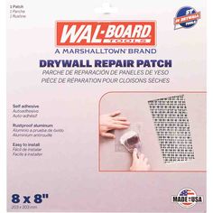 the wallboard repair patch is shown in this package, with instructions on how to use it