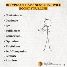 10 TYPES OF HAPPINESS THAT WILL BOOST YOUR LIFE:  Enjoy this? ♻️ Repost it to your network and follow Benoit Malige for more.  #happiness #growth #growthmindset #personalgrowth #personaldevelopment #selfgrowth #personaldevelopment #mindfulness #selfimprovement #selfgrowth #selfdevelopment #growtmindset #motivation #success #successmindset #successtips #successmotivation #successhabits #timemanagement Inner Joy, Joyful Life, Success Habits, 12 Steps, Motivation Success, Self Compassion, I Deserve