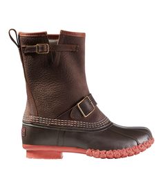 Women's Bean Boots, 10" Engineer Buckle Flannel-Lined | L.L.Bean Boots at L.L.Bean Engineer Boots, Unique Fits, Rubber Boot, Bean Boots, Clothes Horse, Leather Pulls, Nubuck Leather, Ll Bean, Cotton Flannel