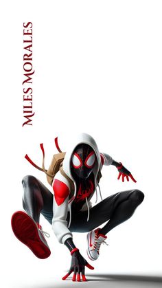 spider - man into the spider - verse movie poster with red and white shoes on