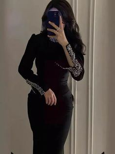 Luxury Bandage Dress Elegant Long Sleeve Turtleneck Crystal Ankle Length Elasticcelebrity Evening Tight Long Dress, Long Sleeve Bandage Dress, Dress Elegant Long, Dinner Dress Classy, Black Mock Neck, Women Dresses Classy, Spandex Top, Winter Party Dress, Split Dress