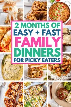 the cover of two months of easy and fast family dinners for picky eaters