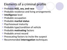 an image of the text that says elements of a crimial profile