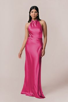 Model: Jacinth; Size: 4 Pink Summer, Wedding Parties Colors, Barbie Vibes, Bridesmaid Dress Colors, Cowl Neckline, The Low, Boho Summer, Satin Dress, Bra Cups