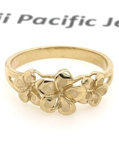 Elegant And Beautiful Hawaiian 14K Solid Yellow Gold 7mm-8mm-7mmTriple Plumeria Flowers Ring Sandblast with a High Polish Edges 14K Solid Yellow Gold GUARANTEED, Authenticated with a 14K Stamp Made With Highest Quality Craftsmanship Solid 14K Yellow Gold Triple Plumeria Flowers Ring Total Weight approximately 2.9 grams Solid 14K Yellow Gold Triple Plumeria Flowers Width 7 Millimeters - 8 Millimeters - 7 Millimeters Ring Size Available From 4 through 10 Amazing Gift For Family and Friends! Elegan Xoxo Jewelry, Flowers Ring, Fantasy Earrings, Plumeria Flowers, Snake Jewelry, Jewelry Accessories Ideas, Dope Jewelry, Jewelry Lookbook, Fancy Jewelry