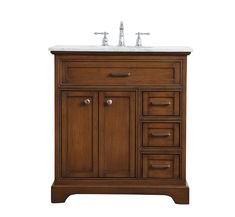 Clean lines and classic form can truly add a fresh look to your bathroom or powder room. This teak finish vanity, complemented by brush steel finish hardware, will surely charm you with its confident style and subtle charisma. Double cabinet doors and 3 side drawers can store all of your bathroom toiletries, from extra towels to make up essentials. As if icing on the cake, this vanity is crowned with Carrara white marble and includes a porcelain undermount sink-adding both function and form that Make Up Essentials, Teak Bathroom, Bathroom Toiletries, Side Drawers, Single Sink Vanity, Solid Wood Doors, Marble Vanity Tops, Transitional Bathroom Vanities, Confident Style