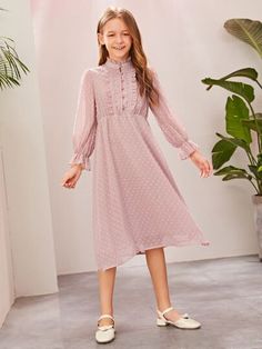 Kids Maxi Dresses, Modest Girls Dresses, Girls Winter Dresses, Buttoned Dress, Kids Frocks Design, Kids Dress Wear, Girls Frock Design, Girls Casual Dresses