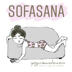 a drawing of a woman laying on a couch with the words sofasana above her