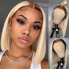 #4 Dark Brown Root/613 Honey Blonde Bob Wig Short Transparent Lace Front Human Hair Wig 16 / 180% 13x4x1 Lace On Sale, Mininal Shedding, 100% Remy Human Hair, Fast Shipping, 2 to 7 Days to be Delivered. Honey Blonde Bob Wig, Honey Blonde Bob, Ombre Short Bob, Honey Blond, Blonde Bob Wig, Bob Lace Front Wigs, Wig Lace, Full Hair, Lace Front Human Hair