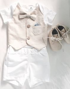 Baby Boy Fashion Summer, Baby Boy Linen, Baby Fashion Summer, Baby Boy Baptism Outfit, Baby Boy Vest, Boy Christening Outfit, Vest And Bow Tie, Boy Baptism Outfit, Baby Boy Baptism