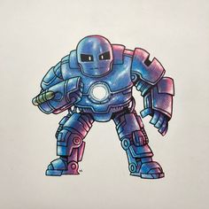 a drawing of a robot standing in front of a white background