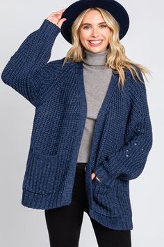 Details A solid long sleeve thick knit cardigan with two front pockets. Content + Care 65% Acrylic 35% NylonHand Wash Cold, No Bleach, Low Iron, Do Not Dry Clean, Line DryImport Size + Fit Length: 27"Sleeve Length: 16.5"Measured From: Small/MediumProduct Code: 87106Model Stats: Height: 5'7"Bust: 34"Hips: 34"Wearing Size: Small/Medium Thick Knit Cardigan, Maternity Cardigan, Pointelle Cardigan, Fall Cardigans, Cardigan Design, Classic Cardigan, Cute Cardigans, Chunky Knit Cardigan, Pink Blush Maternity