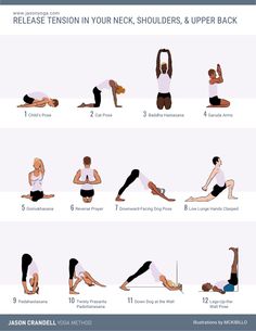 a woman doing yoga poses with the instructions for her to do it in different positions