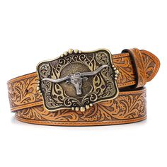 PRICES MAY VARY. Easy to match: Men western belt is a kind of all-match accessory. Cowboy belts for women can go well with all kinds of clothes, like slacks, regular pants, corduroy pants, jeans and kilts. Cowgirl belt is perfect with boots and jeans. So cute with fitted t-shirt and slouchy jeans. Waistline fit: Women western belt's strap is between 100 and 140 centimeters long, perfect for waists from 28 to 48 inches. Cowboy cowgirl belts has several round holes, so you can make it fit just rig Country Belts For Women, Belts Country, Belt Buckles Cowgirl, Cowboy Belts, Country Belts, Country Chic Outfits, Cowgirl Belt, Rodeo Belt Buckles, Longhorn Bull