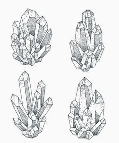 three different shapes of crystals on a white background royalty - art iste stock photo