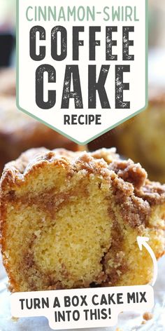 Easy coffee cake recipe using box cake mix Lausd Coffee Cake, Cake Mix Coffee Cake, Cinnamon Swirl Coffee Cake, Easy Coffee Cake, Cinnamon Cake Recipes, Boxed Cake Mixes Recipes, Coffee Cake Recipes Easy, Cake Mix Desserts, Cinnamon Coffee Cake