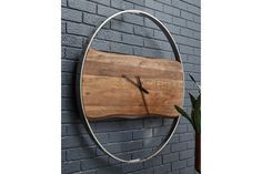 Panchali Brown/Silver Finish Wall Clock from Ashley - Luna Furniture Roman Numeral Clock Face, Office Loft, Ski Condo, Live Edge Design, House Upgrades, Guy Gifts, Wooden Plank, Office Remodel, Zen Design