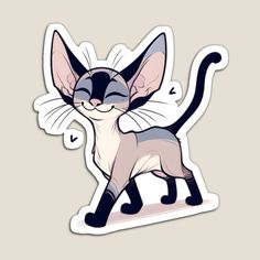 a sticker with an image of a cat on it's face and tail