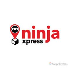 the logo for ninja xpress is shown in red and black, with an image of a