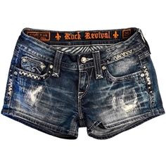 Rock Revival Denim Shorts. Style: Erin. Womens Size: Waist 25x03 Inseam. Rise: 7in. Details: Rhinestones. Lightly Distressed. Material: 98% Cotton; 2% Elastane - Stretch Material. Single Button/Zip Front. Front & Back Pockets. Color: Erin H12 - (Blue Wash). Excellent Condition/Shape! No Flaws. No Trades. Please Ask For Additional Information. 2000s Shorts, Rock Revival Shorts, Denim Shorts Style, 2000s Clothes, Shorts Style, Shorts Womens, Rock Revival, Blue And Silver, Dream Closet