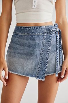 The Bottom Line | Free People Denim Skort, Country Concert Outfit, Country Concert, Free People Clothing, Cute Preppy Outfits, Free People Denim, Summer Skirts, Vintage Shop