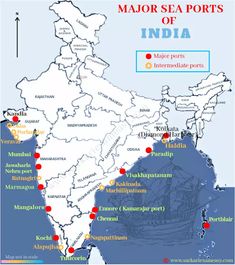 map of major sea ports in india with all the main cities and their respective locations