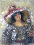 a woman wearing a large hat and smiling