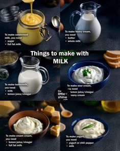 there are many different types of creams in bowls