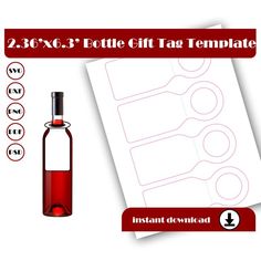 a bottle of wine next to a paper with instructions for how to cut it out