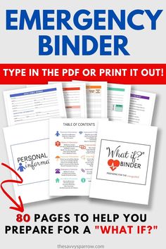 an emergency binder with the text, type in the df or print it out