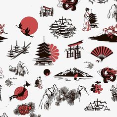 Japanese Tattoo Symbols, Japanese New Year, Japanese Drawings, Japanese Sleeve, Japanese Illustration, Japan Tattoo, Japon Illustration, Japanese Tattoo Art