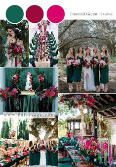 green and pink wedding color palettes