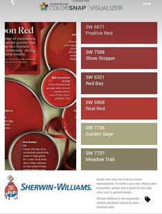 the color scheme for sheryln - williams's red paint is shown here