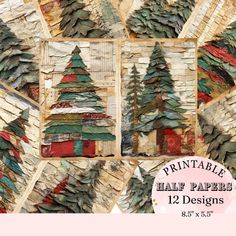 the printable hair paper is decorated with pine trees and other things to make it look like