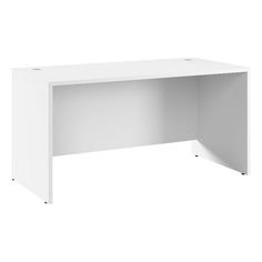 a white desk with two drawers on the left and one drawer on the right side