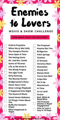 the movie and show challenge is shown with flowers