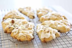 some cookies are cooling on a wire rack