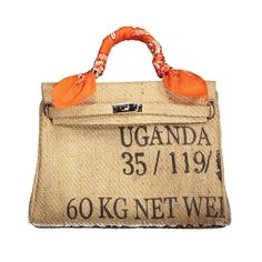 Kelly Style Coffee Jute Handbag Orange Bandana, Jute Handbags, Moroccan Slippers, Orange Coffee, Kelly Bag, Work Bags, Cotton Bag, Cotton Tote Bags, Kids Bags