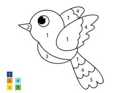 a bird with numbers on it's wings is shown in this coloring page for kids