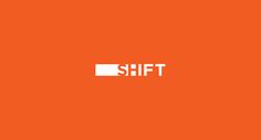 an orange background with the word shift written in white on top of it, next to a black and white logo that reads shift