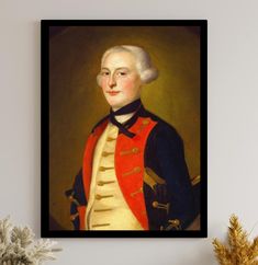 Bring a piece of colonial American history into your home with this reproduction print of A Military Officer, originally painted in 1756 by Joseph Blackburn. This classic oil on canvas portrait captures the dignified presence of a colonial-era officer, showcasing Blackburn's masterful attention to detail and the elegance of 18th-century portraiture. The officer's poised stance, elaborate uniform, and Blackburn's skillful brushwork make this painting a timeless representation of military honor and nobility. Our high-quality reproduction preserves the rich tones and intricate details of the original oil painting, printed on premium archival paper to ensure lasting quality. Available in multiple sizes, this reproduction is perfect for history lovers, art collectors, or anyone who appreciates Colonial Art, Antique Wall Decor, Military Honor, Canvas Portrait, Portrait Vintage, Colonial History, Military Officer, Vintage Portraits, Classical Art