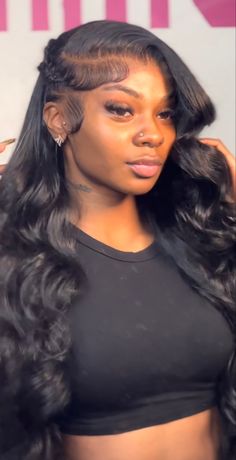 Cute Wig Hairstyles Side Part, Side Part Butterfly Braid Wig, Frontal Side Part With Braid, Body Wave Frontal Hairstyles, Wig With Fishtail Braid Side Part, Side Part Body Wave Wig With Fishtail, Breakfast Outfits Black Women, Curled Hairstyles For Medium Hair Hoco, Viral Bow Hairstyle