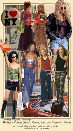 Early 2000s Moodboard, Y2k Nyc Fashion, 1990 Aesthetic Outfits, 90s Fashion Collage, New York 2000s Fashion, 1997 Outfits, Nyc Nostalgia, 90s Nyc Aesthetic Outfits, 2000s Nyc Fashion